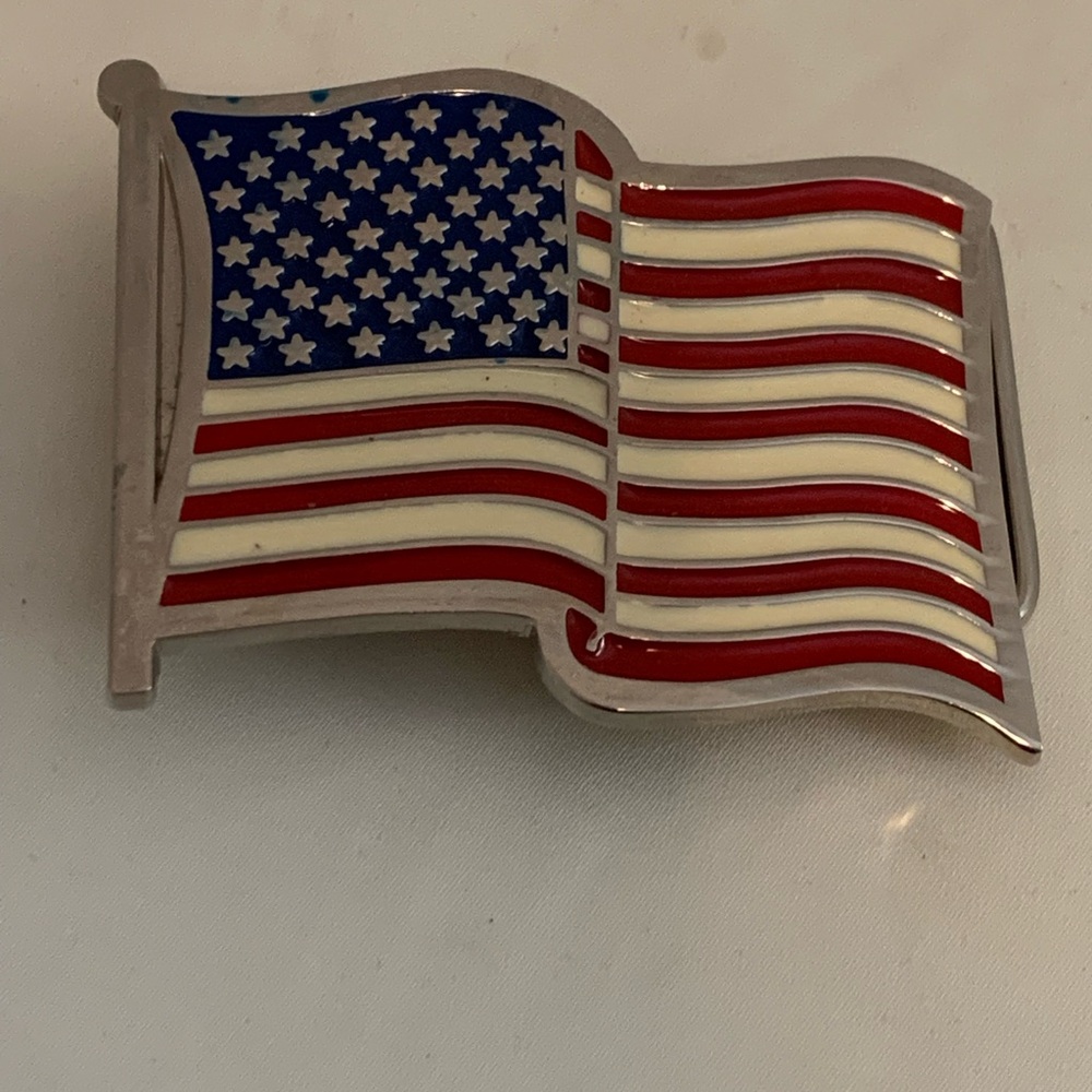 American Flag Belt Buckle in Red, White, and Blue